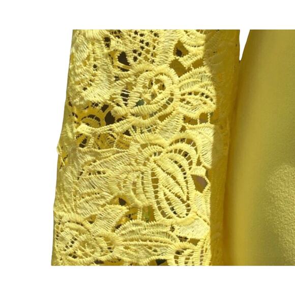 Marina Bright Yellow Lace Sleeve Sheath Dress Party Wedding Size S NWT - Picture 8 of 11
